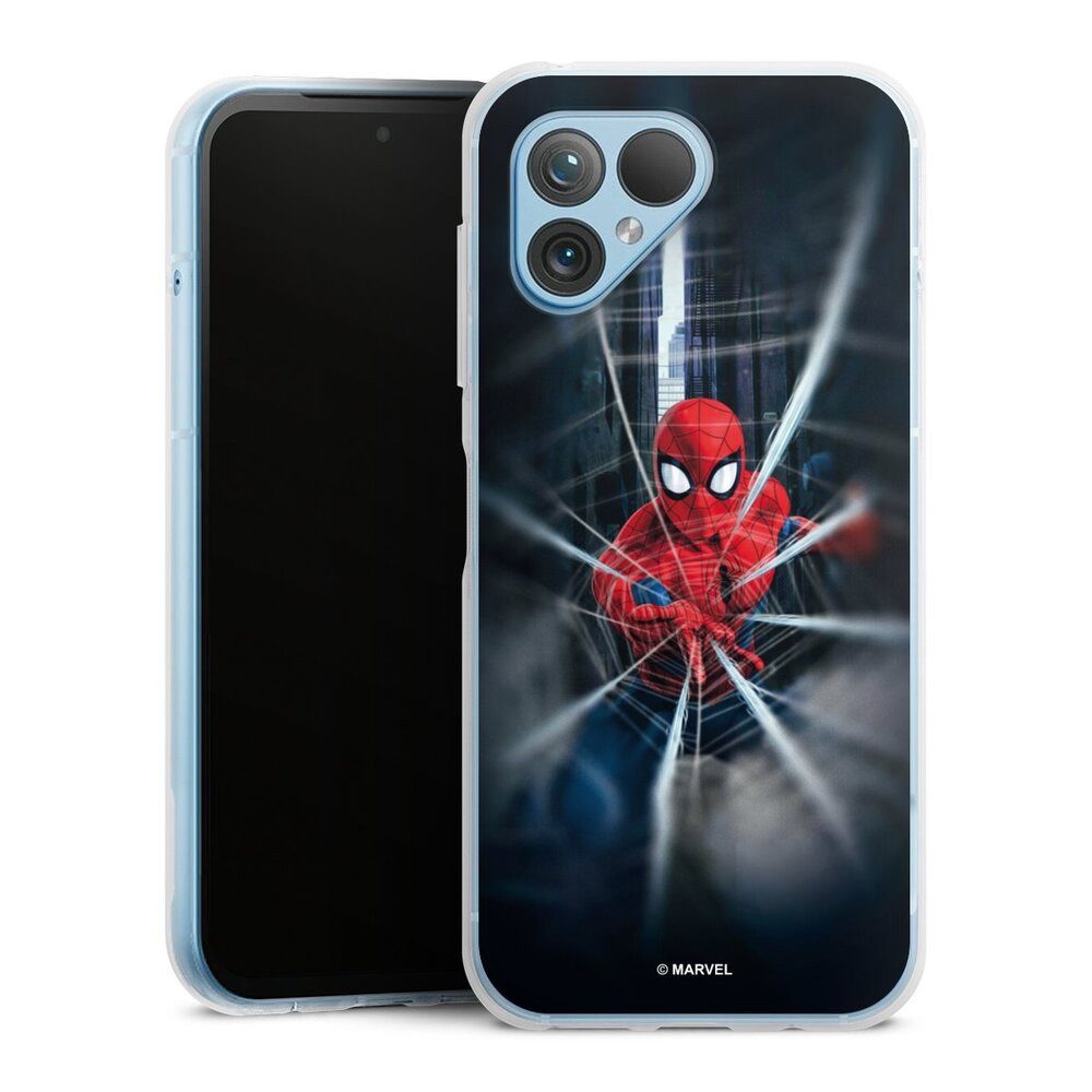 DeinDesign Handyhülle Marvel Kinofilm Spider-Man Webs In Action, Fairphone 5 Silikon Hülle Bumper Case Handy Schutzhülle