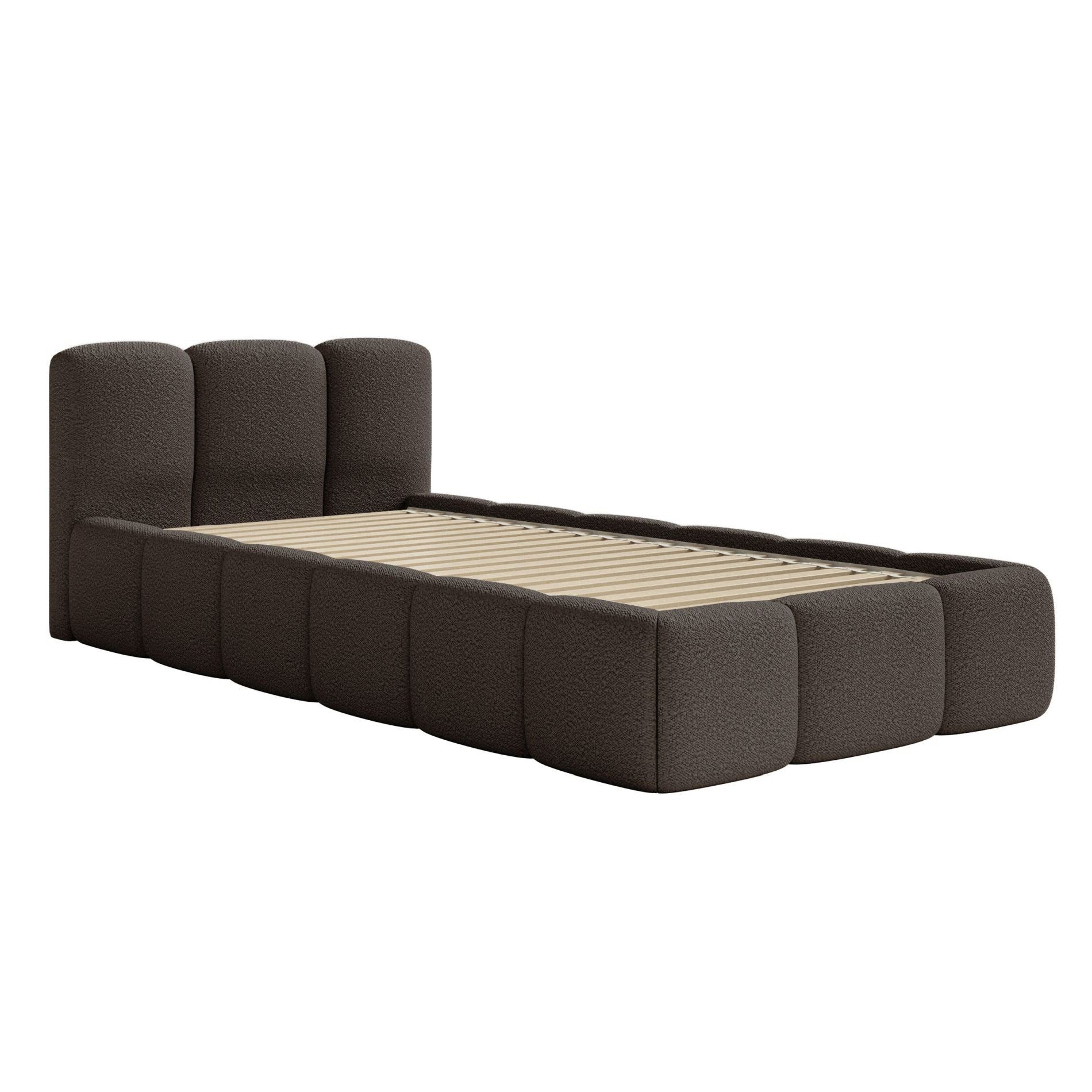 Selsey Kinderbett CLOUDY, mit Lattenrost, und Eck-Kopfteil, Bouclé, 90x200 cm