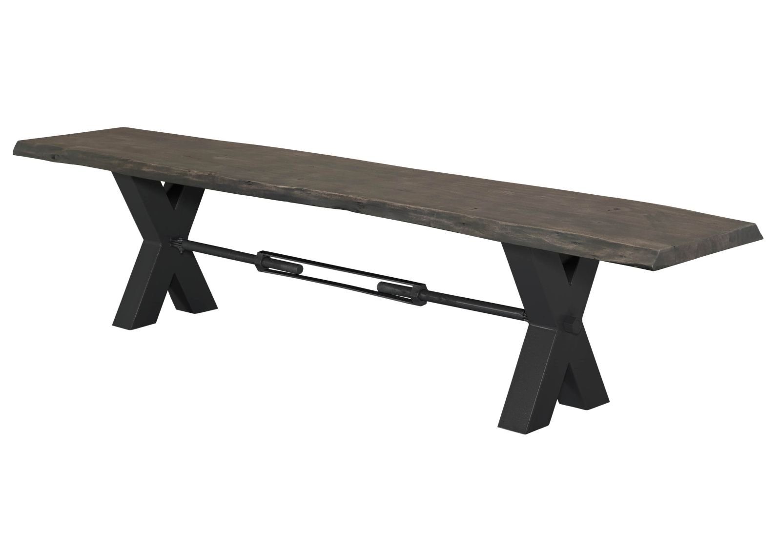 Massivmoebel24 Bank (Bank Akazie 180x38x46 grau lackiert IRON LABEL #146)
