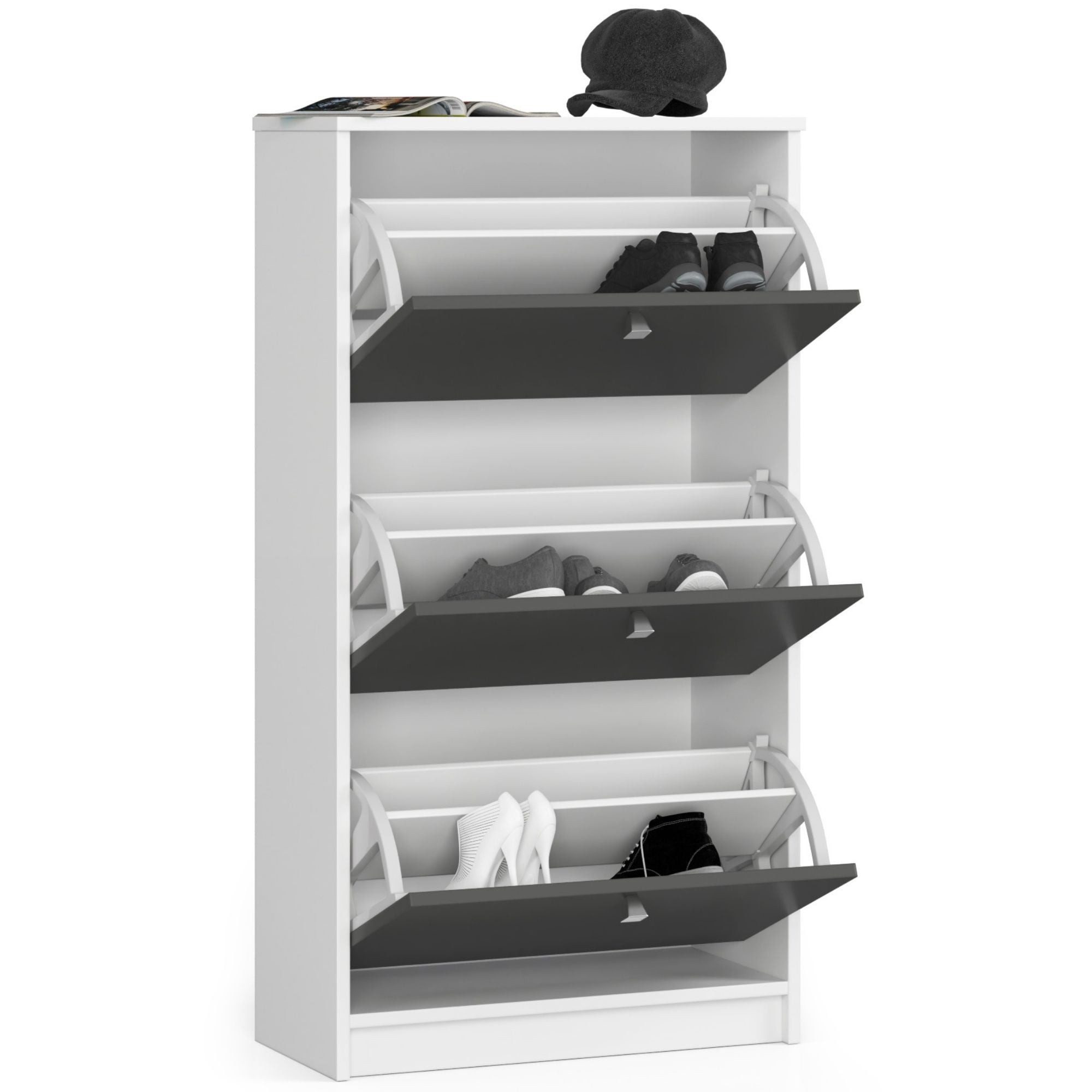 Raumhirsch Furniture Schuhschrank für 18 Paar Schuhe - Praktische Klapptüren - Flurschrank Praktischer Schuhschrank für bis zu 18 Paar Schuhe, modern und elegant