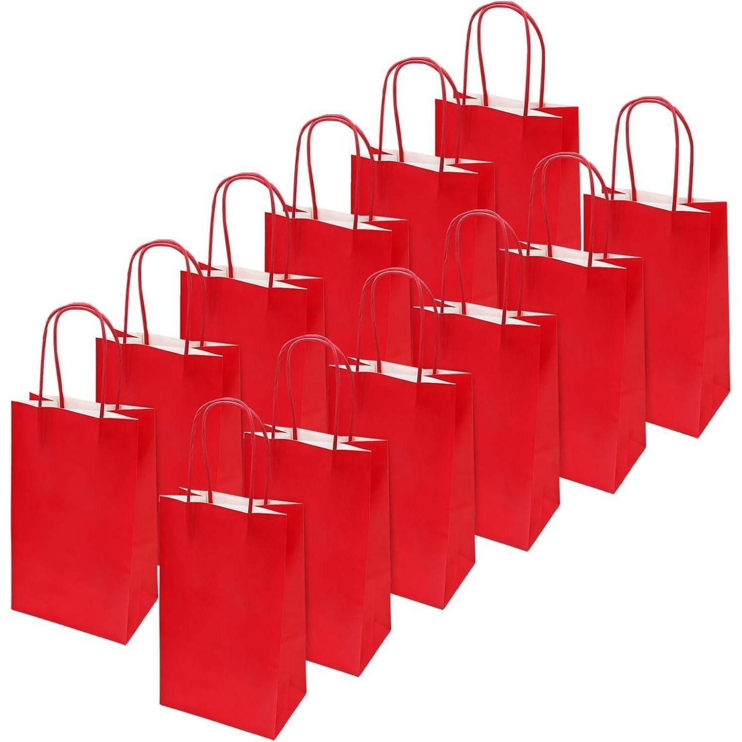 LuxusKollektion Geschenktüten Papiertüten Kraftpapier Henkel #4 Rot 8*13*21CM 12pc 12 Stück 1er Pack, (12St)