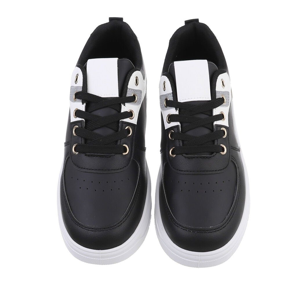 Ital-Design Damen Low-Top Freizeit Sneaker (85878415) Flach Sneakers Low in Schwarz