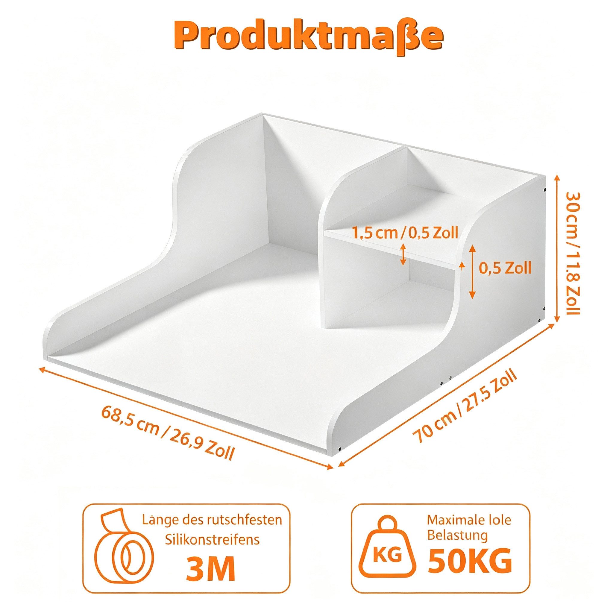 Rutaqian Waschmaschinenumbauschrank Waschmaschinen Ablage 70x68,5cm, Waschmittel Organizer Regal Ablage für die Waschmaschinen-Arbeitsplatte mit 3 m Silikonstreifen
