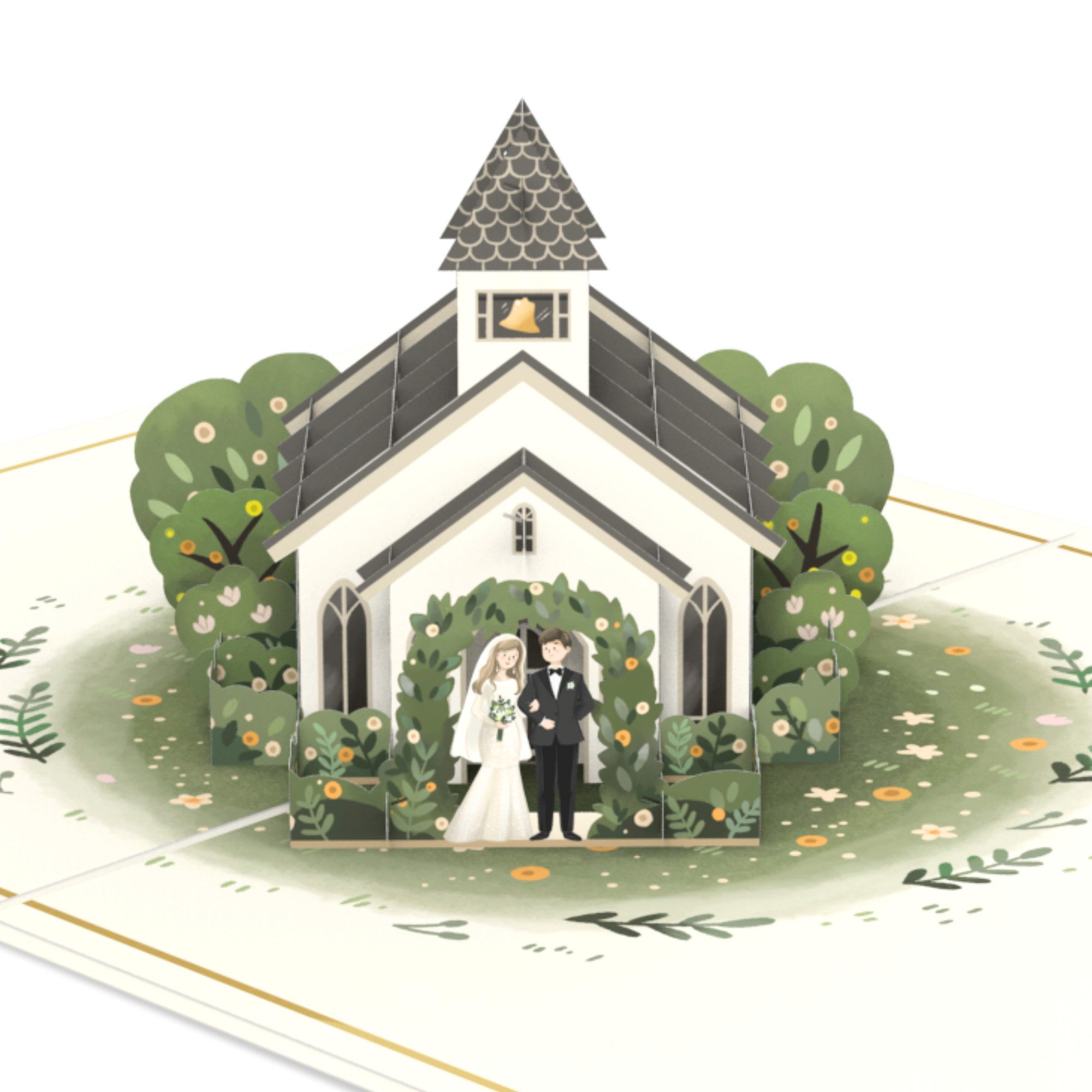papercrush Hochzeitskarte Glückwunsch zur Hochzeit, Hochzeitskapelle Pop-Up Karte, Handgemacht