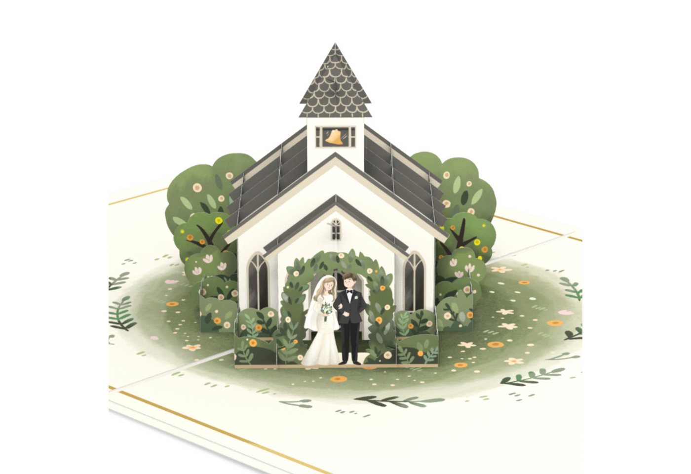 papercrush Hochzeitskarte Glückwunsch zur Hochzeit, Hochzeitskapelle Pop-Up Karte, Handgemacht