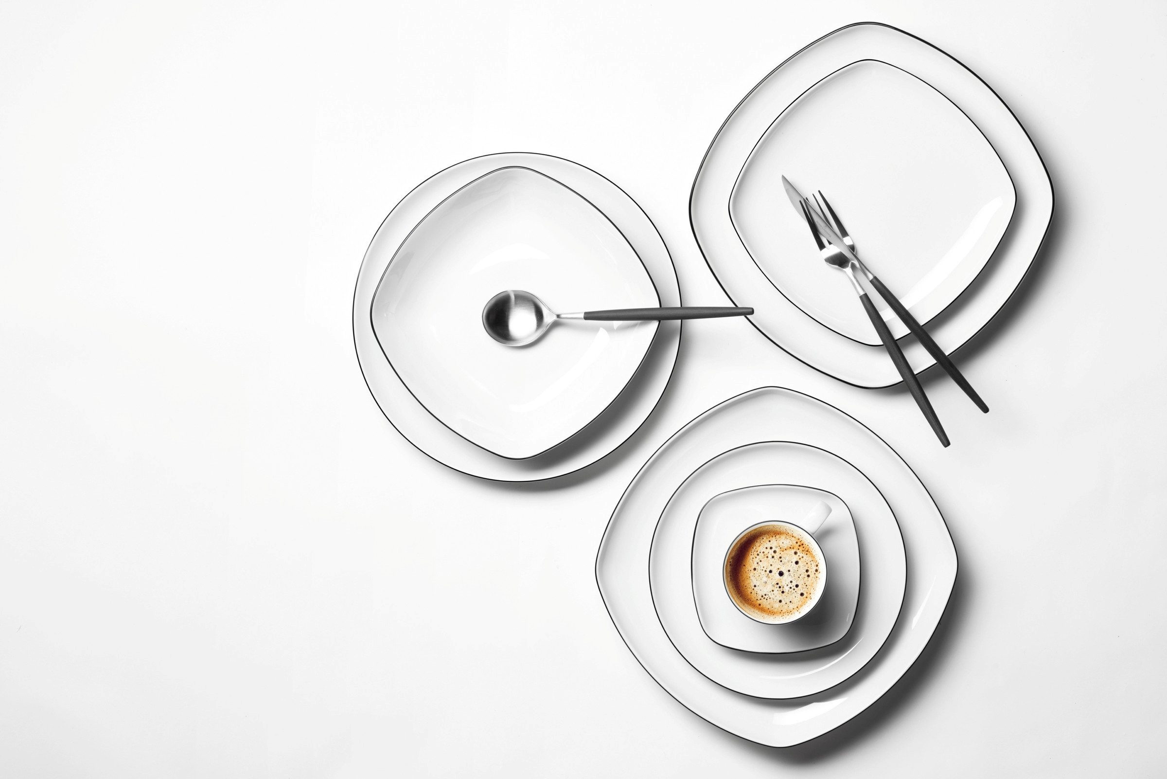 Seltmann Weiden Frühstücksteller Lido Black Line, (1 St), Teller eckig 20 cm