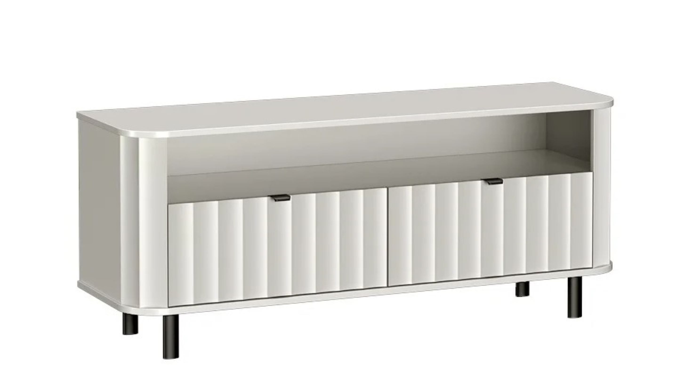 99rooms Lowboard Karon (TV-Kommode, TV-Schrank, Fernsehschrank), Stilvolles Design, Griffe und Füße Metall, Soft-Close-Funktion