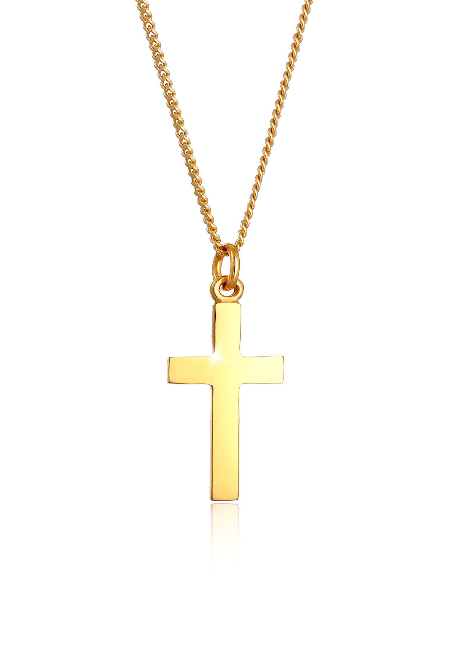 Elli Kette mit Anhänger Kids Kreuz Symbol Kommunion 925 Silber, Kreuz Gold