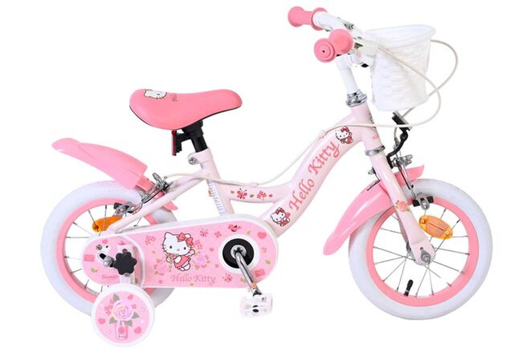 Kinderfahrrad Hello Kitty Mädchen 12 Zoll Rosa mit zwei Handbremsen