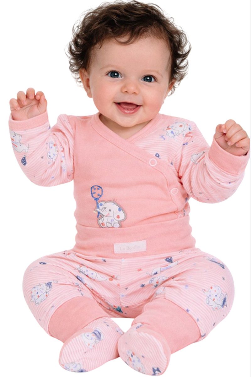 Body & Hose Wickelbody und Schlupfhose mit Elefanten-Muster Baby Anzug