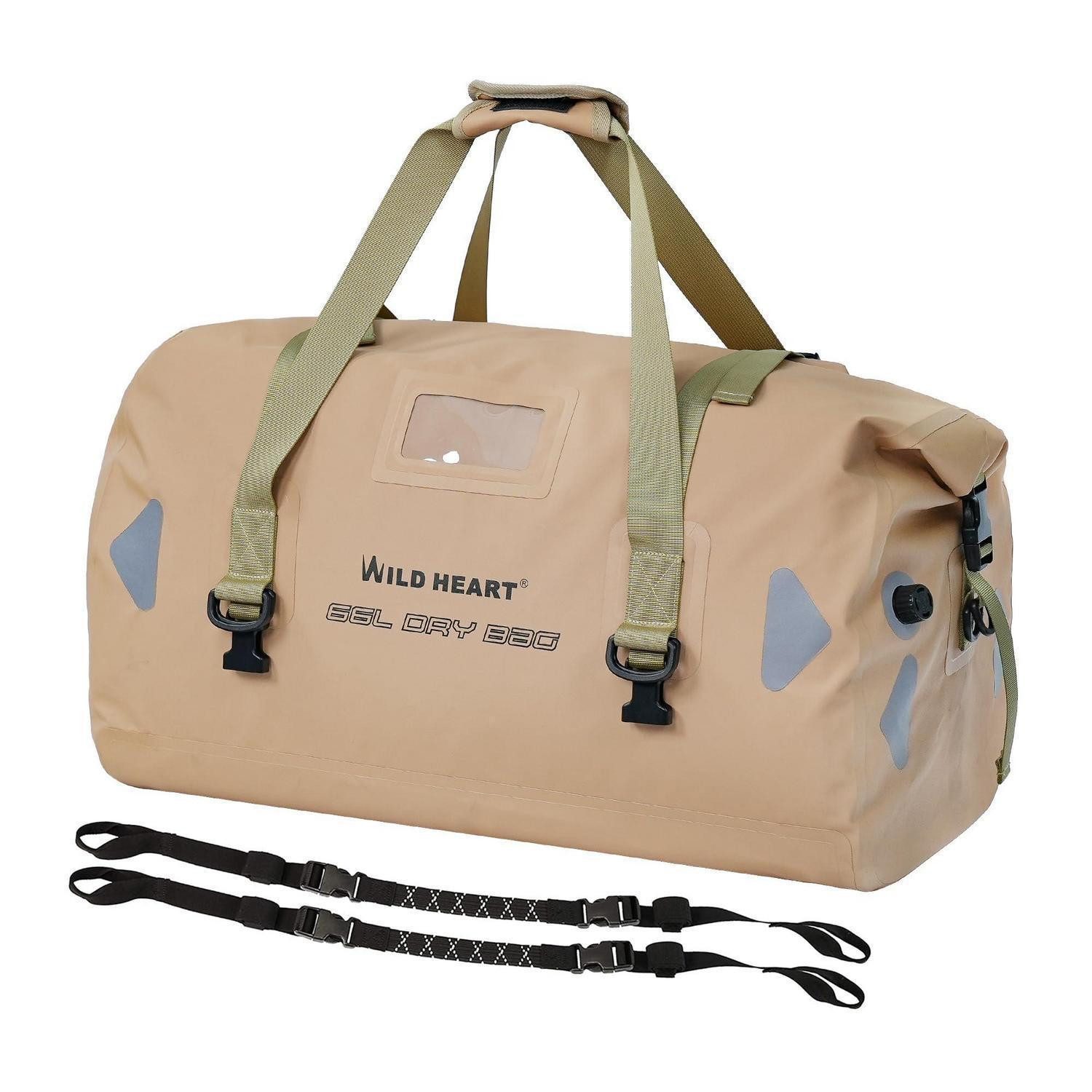 LuxusKollektion Reisetasche Reisetasche wasserdicht Schultergurte Netztasche 40L 66L Khaki 100L