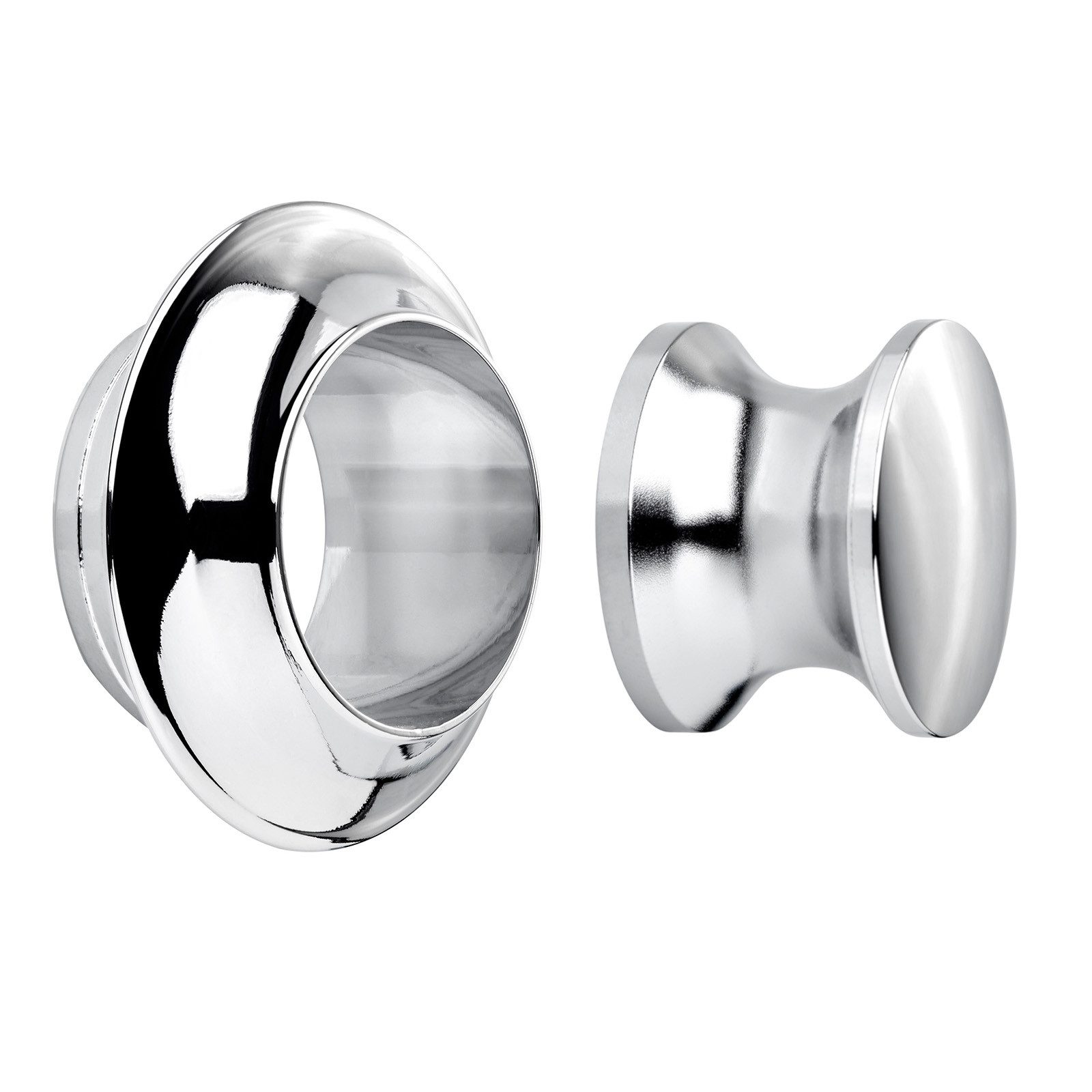 SO-TECH® Möbelbeschlag Aufschraubschloss Möbelschloss Caravan-Schloss Türschloss, Knopfset rund 13 mm Chrom poliert