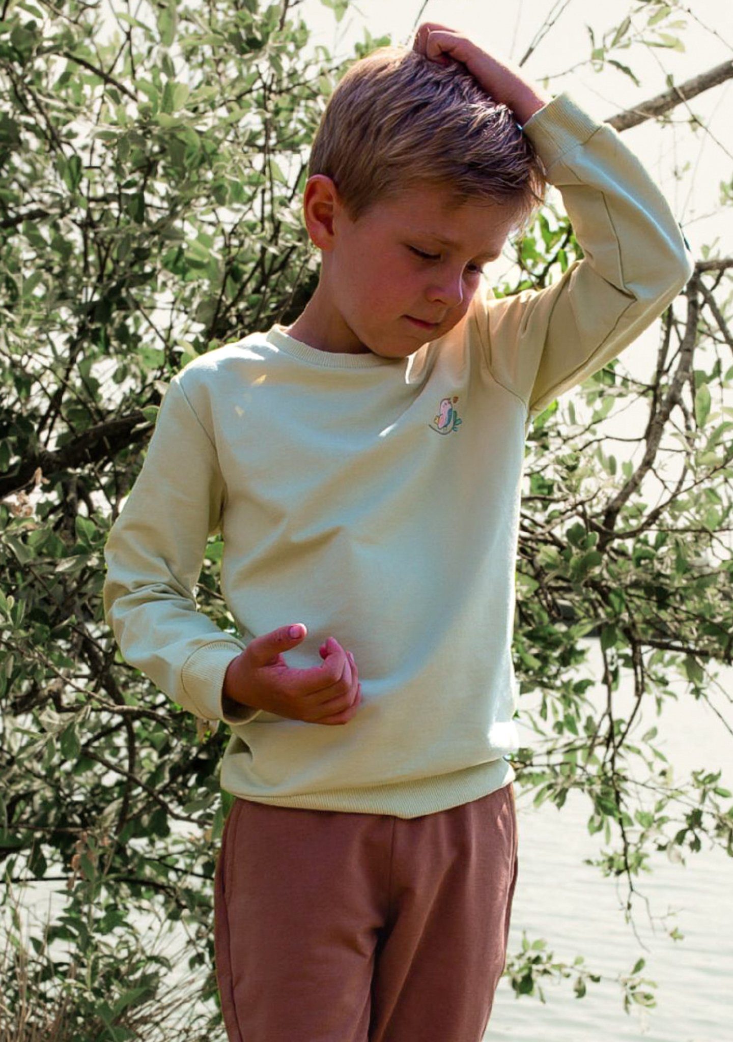 Noah's Ark Sweatshirt Pullover für Kinder hellgrün aus Baumwolle 100% Baumwolle, in Unifarben