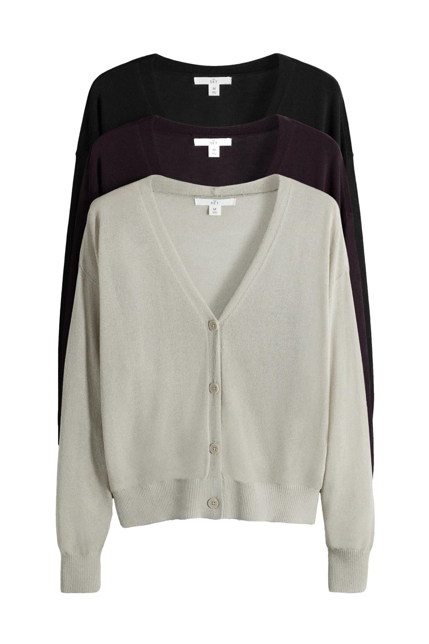 The Set Cardigan The Set Strickjacken mit V-Ausschnitt, 2er-Pack (3-tlg)