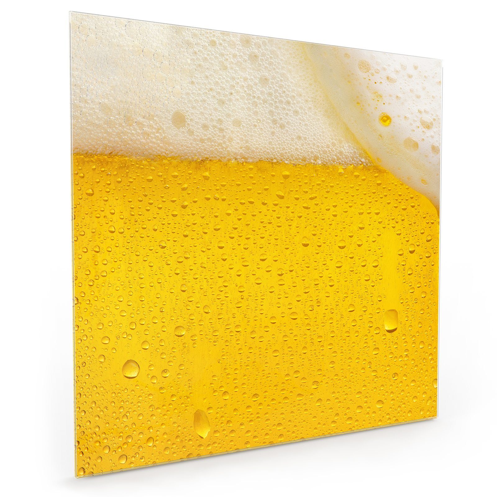 Primedeco Küchenrückwand Küchenrückwand Spritzschutz Glas mit Motiv Frisch gezapftes Bier
