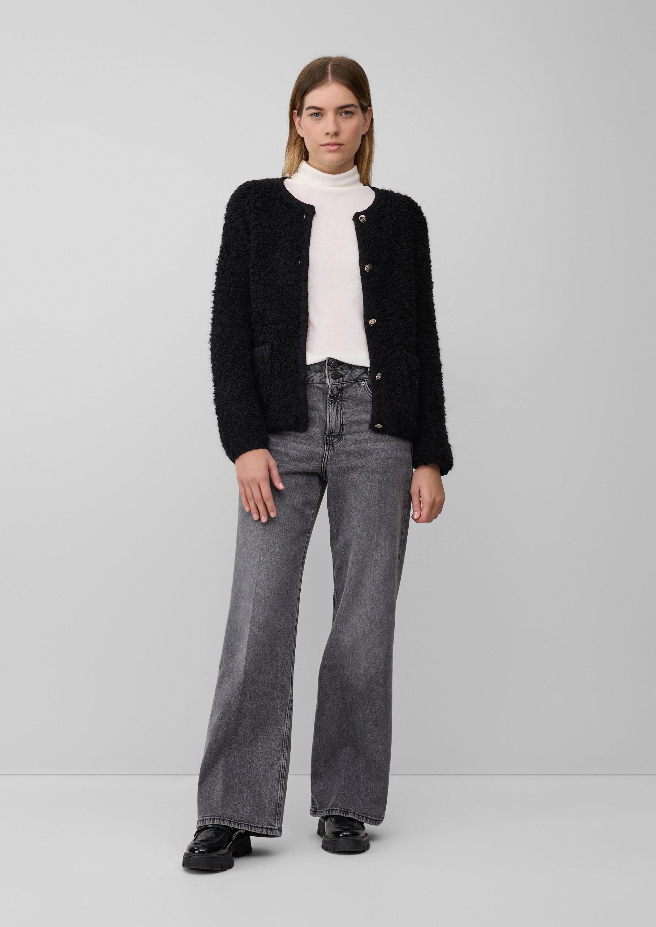 s.Oliver Cardigan Strickjacke Bouclé-Strickjacke aus Alpaka-Wollmix