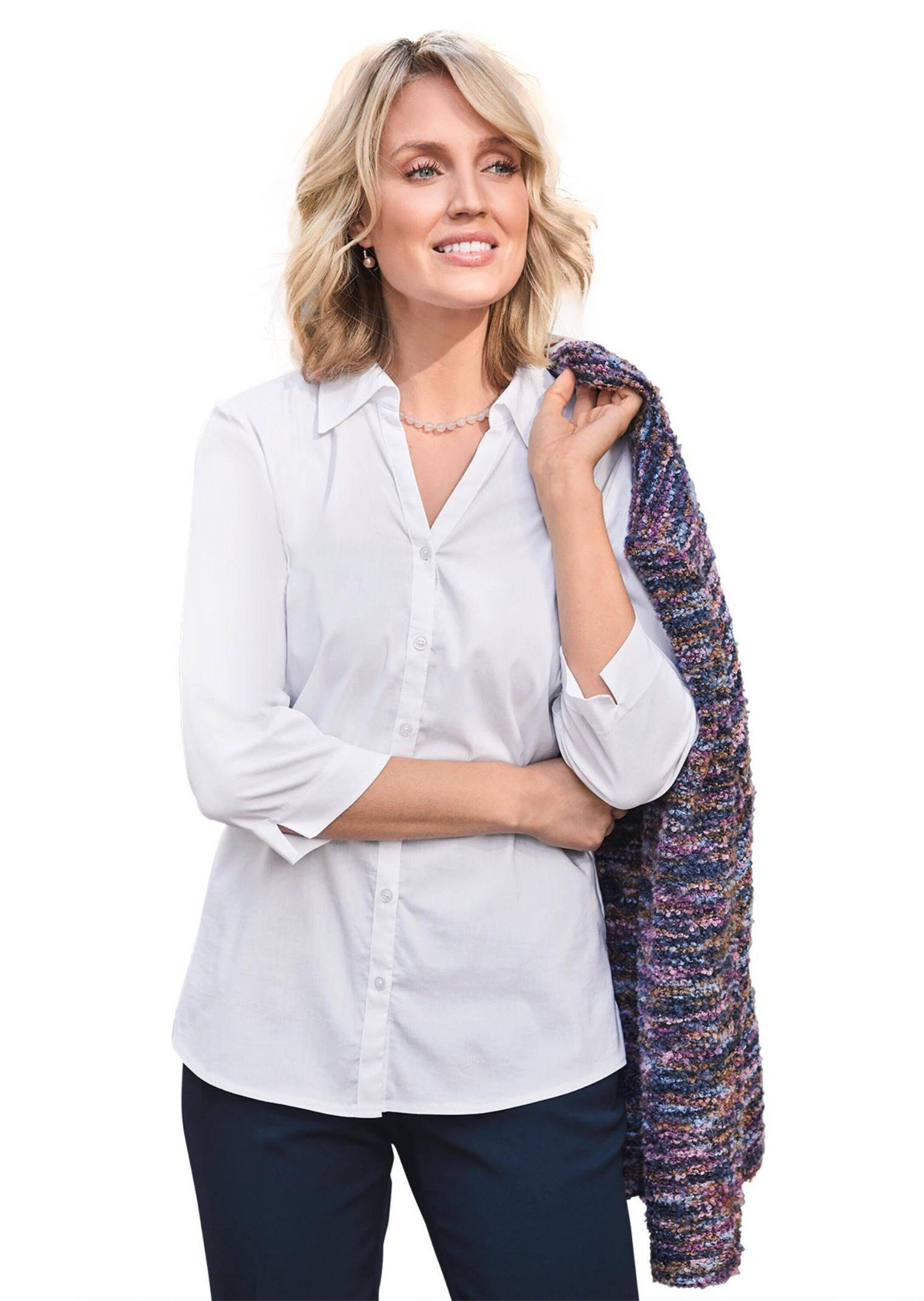 GOLDNER Hemdbluse Kurzgröße: Stretchbequeme Bluse mit Baumwolle günstig online kaufen