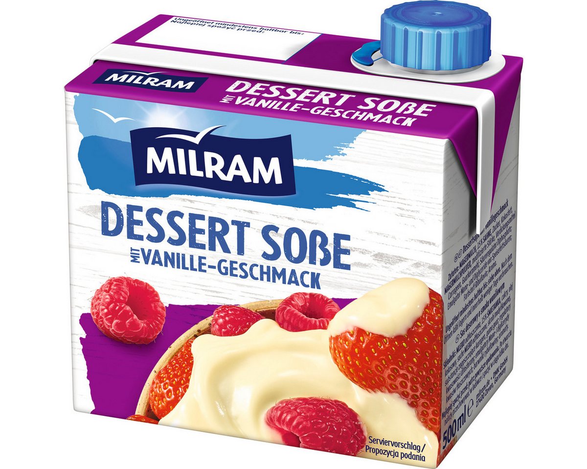 MILRAM Saucen, Milram Dessert Soße mit Vanille Geschmack Fertigsoße glutenfrei 500ml