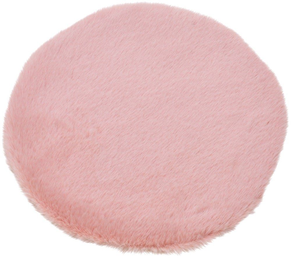 Fellteppich Sitzauflage Dekofell Kunstfell kurzflor Ø 34 cm rosa / pink,  matches21 HOME & HOBBY, rund, Höhe: 20 mm | Stuhlkissen