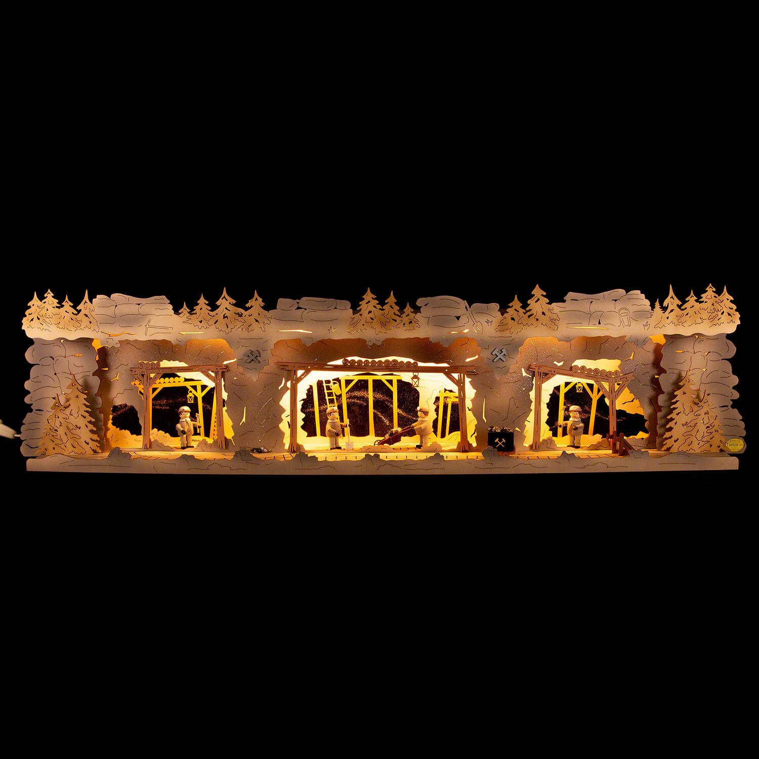 Tietze Erzgebirgsdesign Schwibbogen Schwibbogenerhöhung Bergbau mit Bergleuten (75x20x16cm) von Tietze Erz