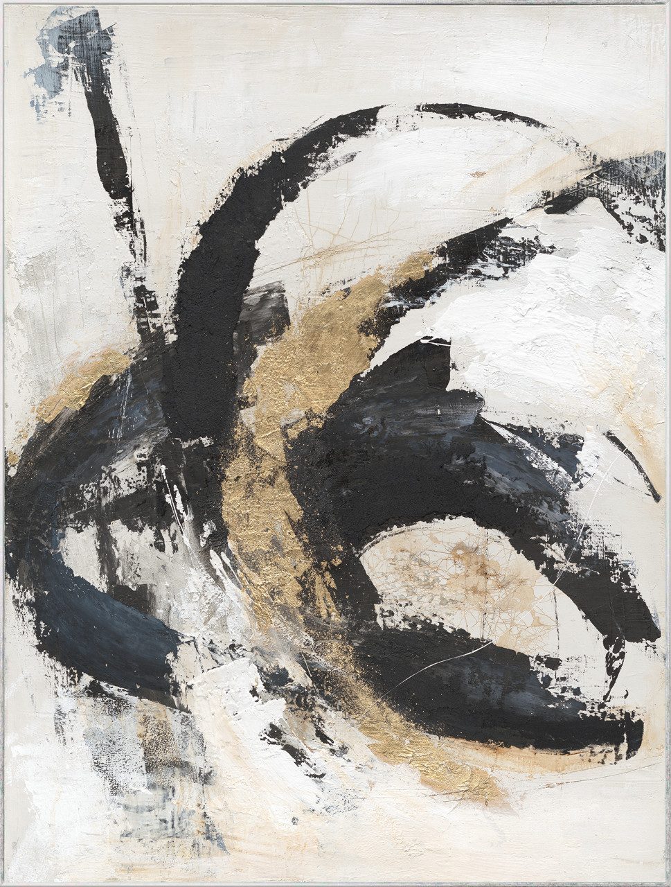 ArtUniverse Gemälde Leinwandbild Black & Gold Expression 90 x 120 cm, Abstrakt