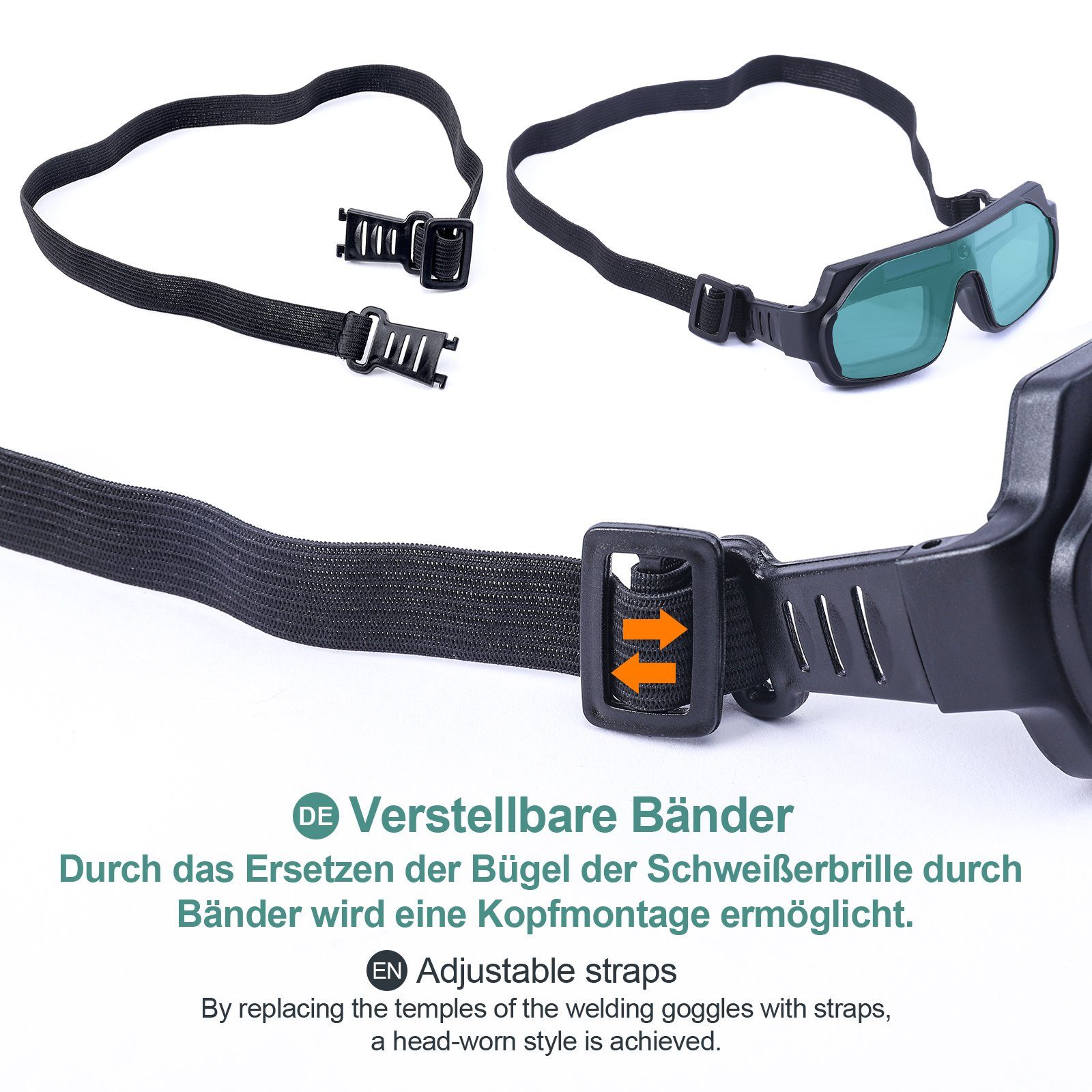 Yorbay solarbetriebene 10 Schweißeraugenbrille, Schutzgläser, Schweißschutzbrillen Arbeitsschutzbrille Kopfband mit einem Schweißerbrille, Automatische