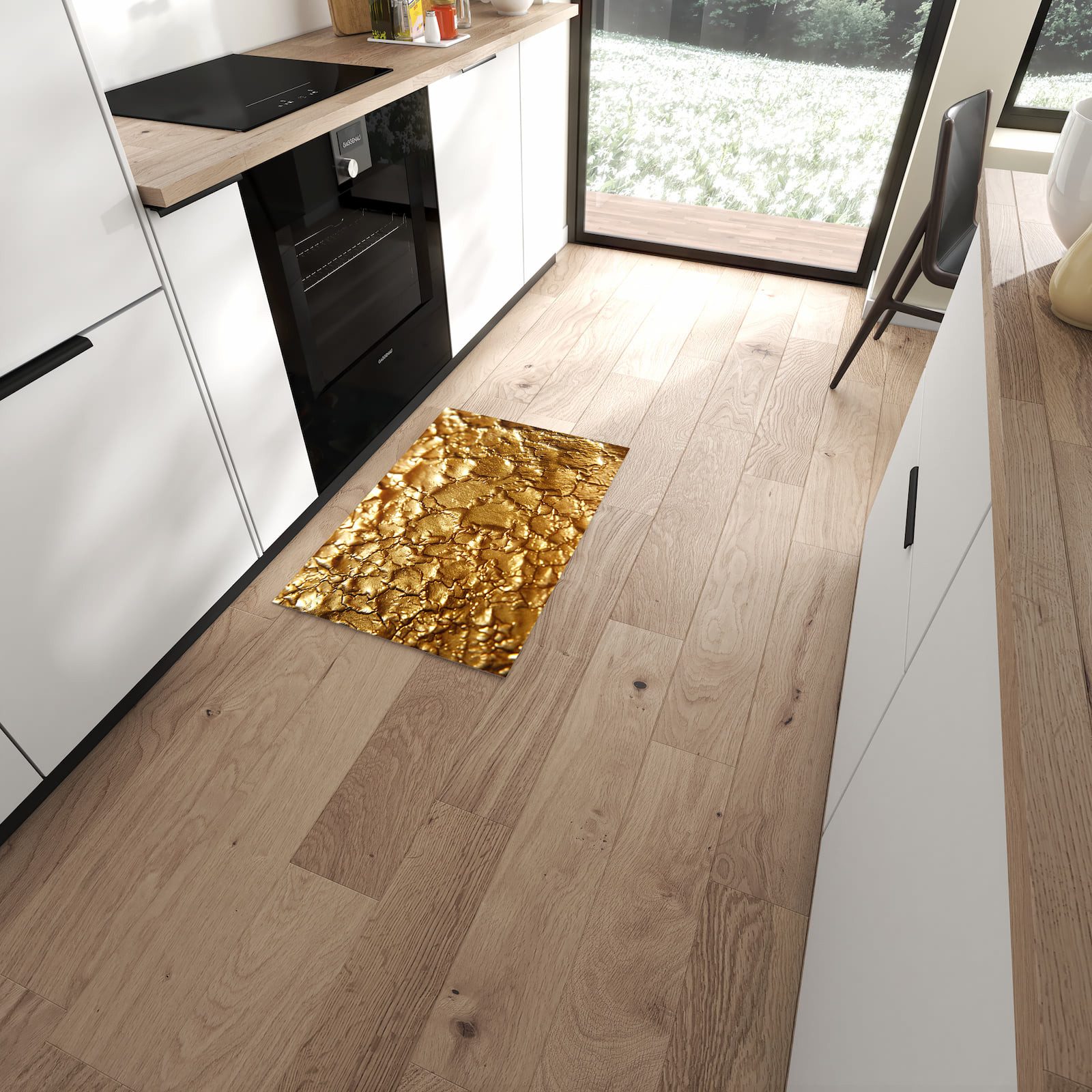 Primedeco Küchenläufer Küchenteppich Rissiges Gold, Rechteckig, Höhe: 3 mm, rutschfest, waschbar & pflegeleicht