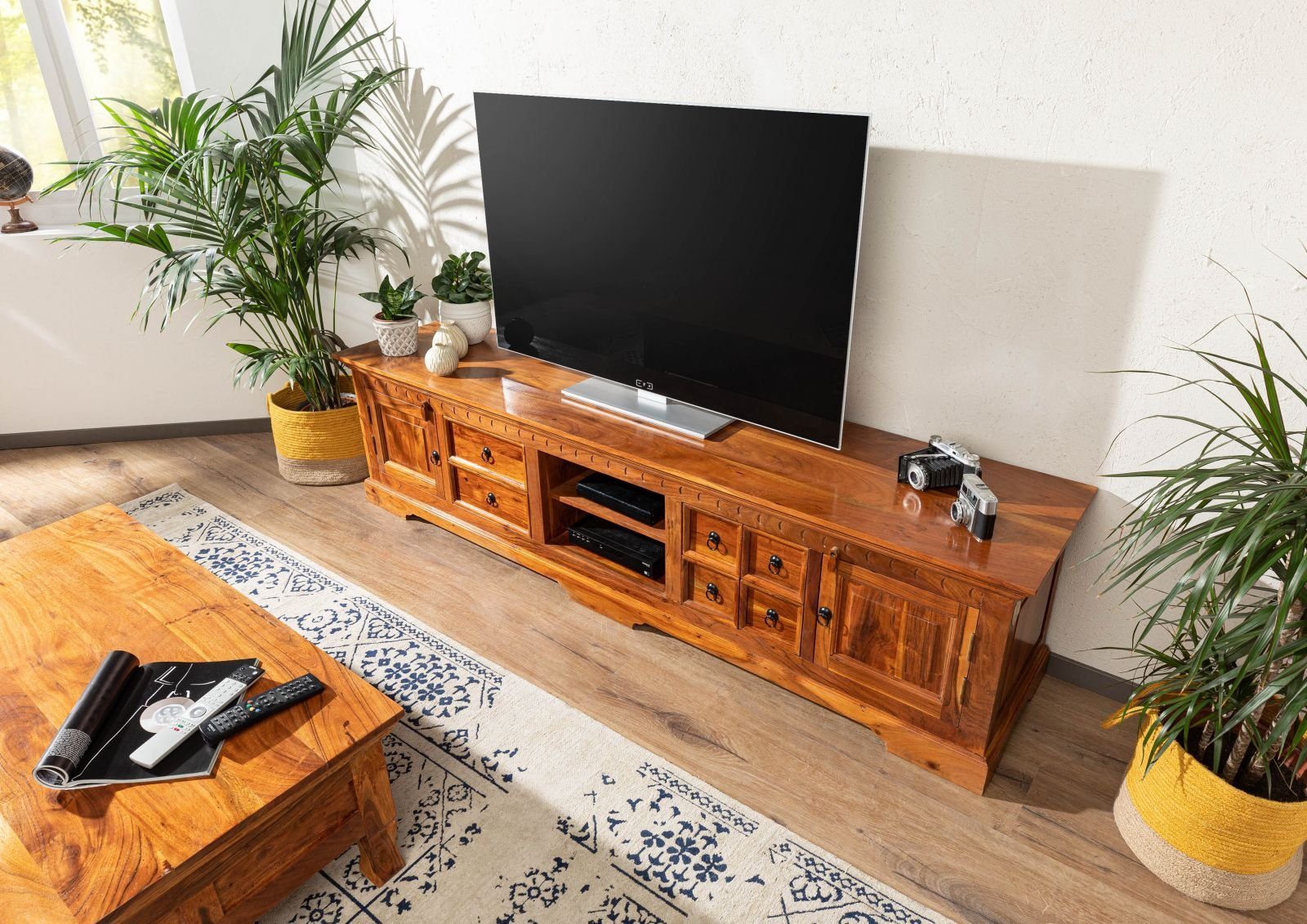 Massivmoebel24 TV-Board (Massivholz), TV-Board Akazie 220x50x55 günstig online kaufen