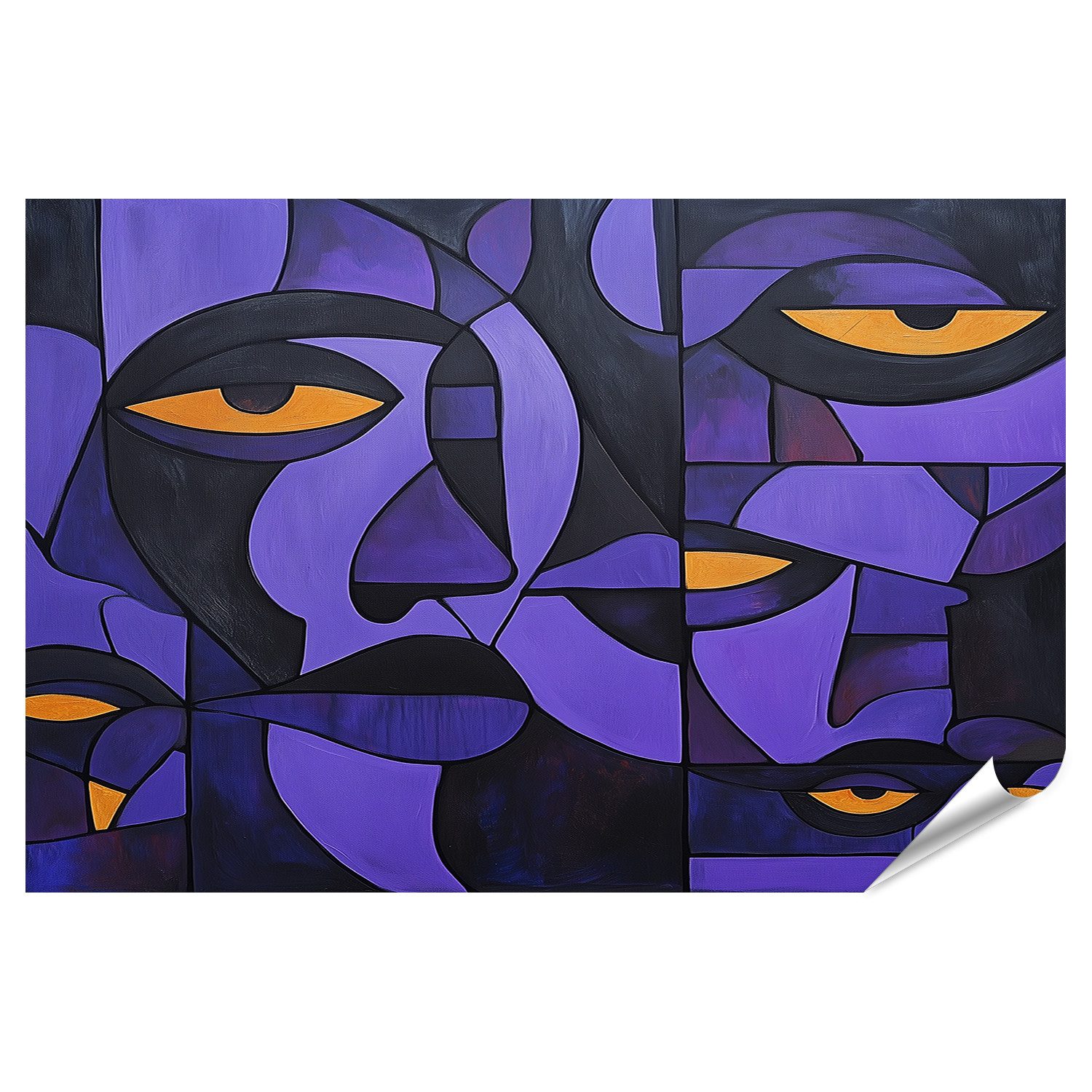 Poster Abstrakte kubistische Kunst afroamerikanischer Gesichter (3)