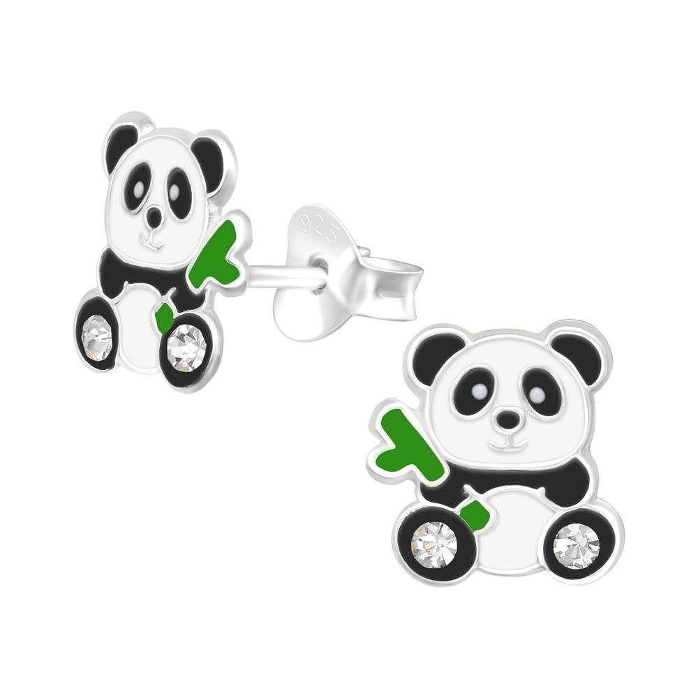BUNGSA Ohrring-Set Ohrstecker Panda-Bär Silber Ohrringe Damen 2-tlg), (2 925 aus Ohrschmuck Stück), (1 Silber Paar