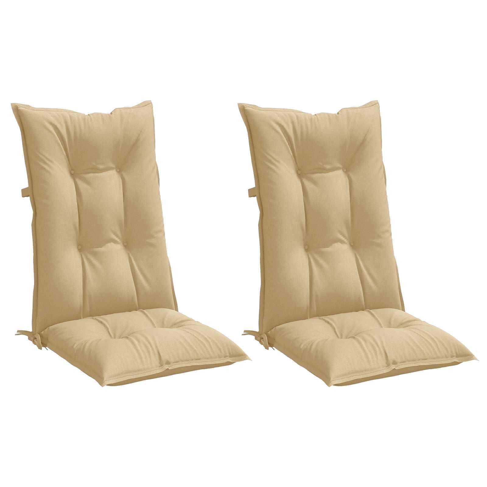 vidaXL Sitzauflage Hochlehner-Auflagen 2 Stk. Melange Beige 120x50x7 cm Stoff, (2 St)