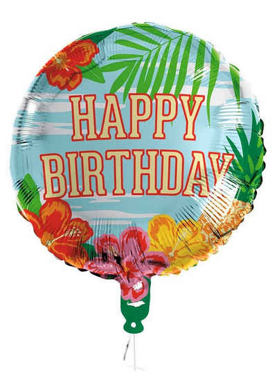 Boland Folienballon Happy Birthday Folienballon Hawaii, Zweiseitiger Folienballon für Deine Geburtstagsfeier