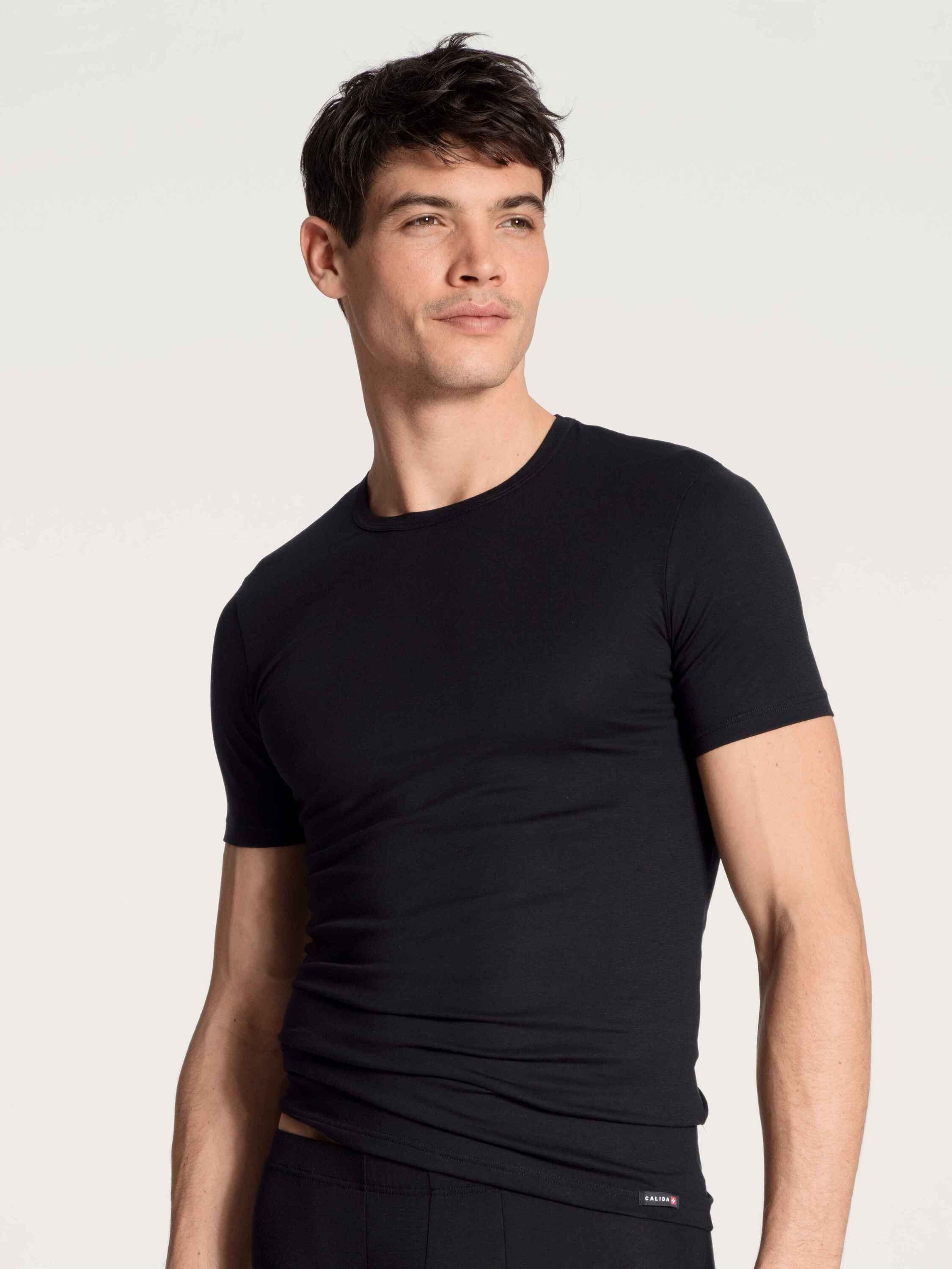 schwarz Unterziehshirt CALIDA T-Shirt (1-St)