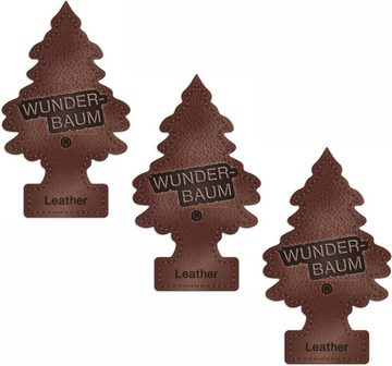Kunstbaum Leder 3er Duftbäumchen Wunderbaum 3 Set Lufterfrischer Echtleder, Wunder-Baum