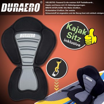 DURAERO Inflatable SUP-Board stand up paddling board Aufblasbare SUP Board Set, Kajak Komplett-Set, Luftpumpe, Doppel-Paddel, Komplettes Zubehör, 305x76x15cm, bis 110kg, Weiß