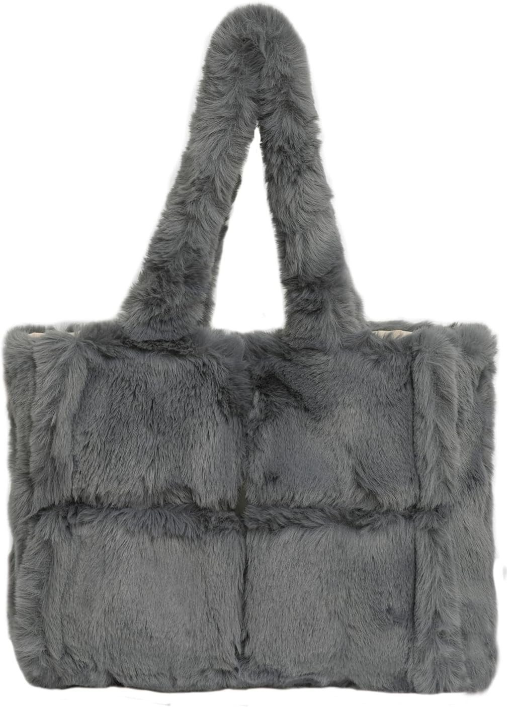 Schultertasche Damen Plüsch Umhängetasche Groß Shopper Tasche Handtasche Tote Bag