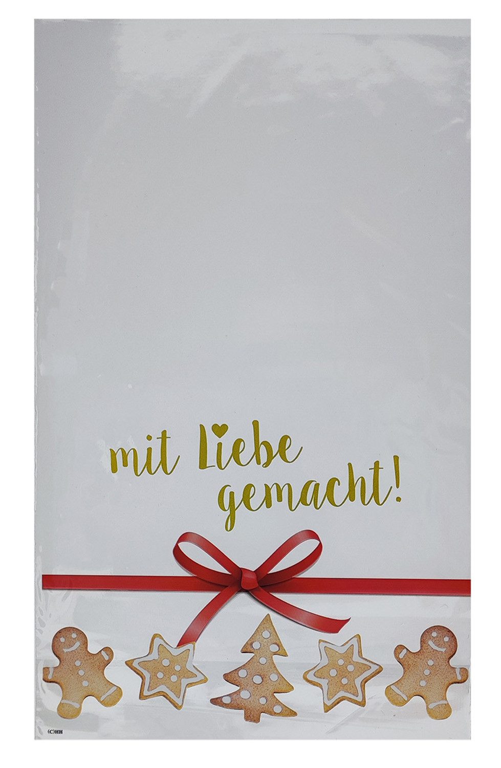 HundB Geschenkfolie CPP Beutel 8er 14,5 x 23,5 cm "mit Liebe gemacht", (8St), Weihnachten Geschenke Verpackung Geschenkverpackung