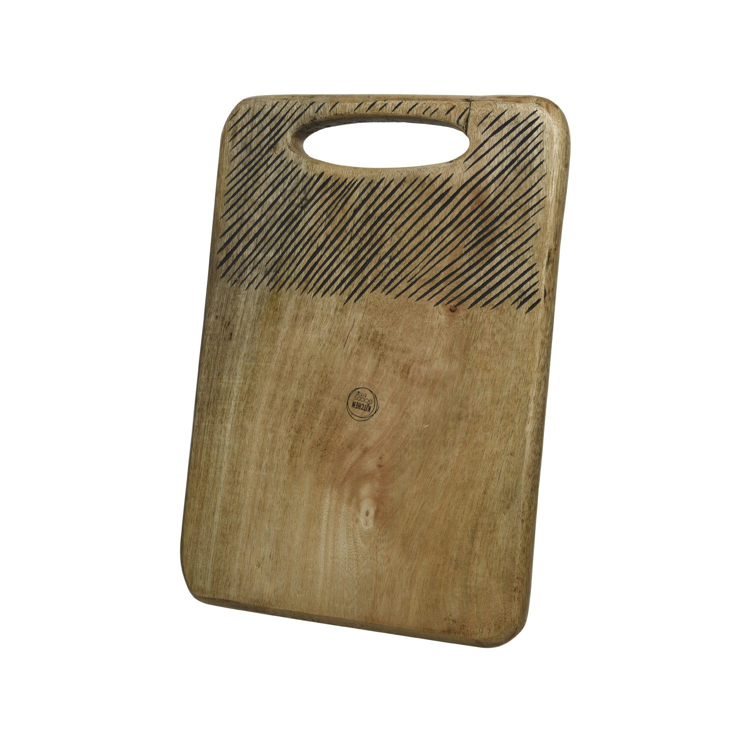 Schneidebrett Servierbrett rechteckig Mangoholz natur Griff Serviertablett 36cm