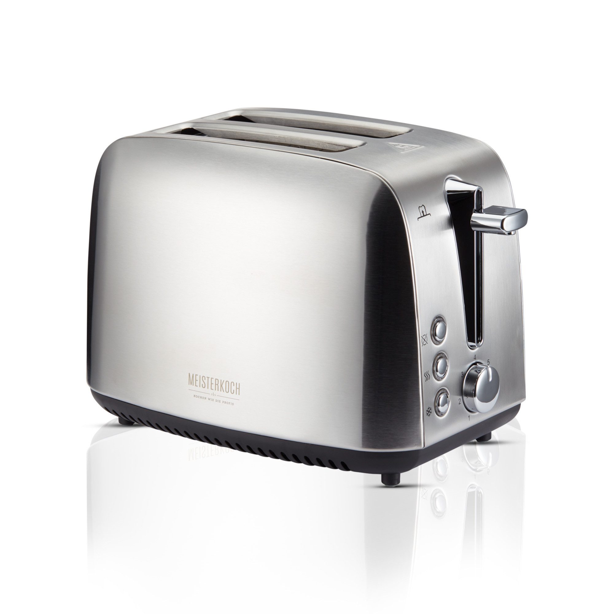 KHG Toaster 2-Scheiben-Toaster Edelstahl 925 W mit Brötchenaufsatz, 2 kurze Schlitze, für 2 Scheiben, 925 W, 7 Röststufen, Auftau- & Aufwärmfunktion, Krümelschublade