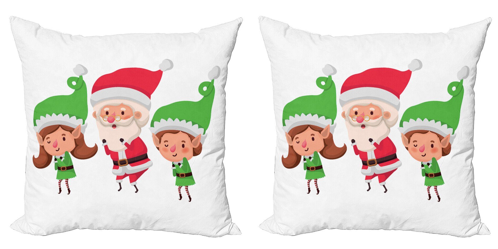 Kissenbezüge Modern Accent Doppelseitiger Digitaldruck, Abakuhaus (2 Stück), Elf Junge Mädchen und Junge Weihnachtsmann