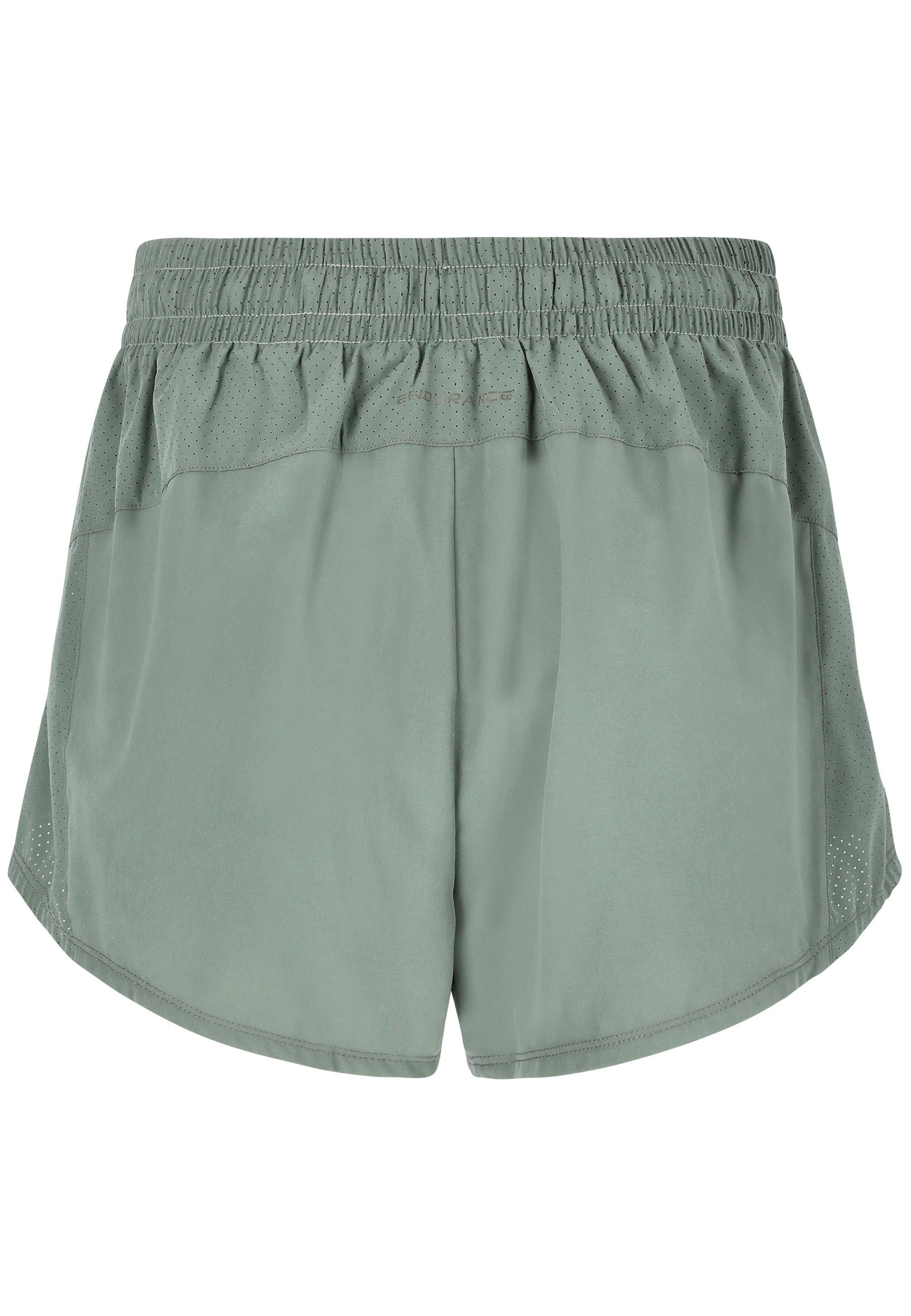 dunkelgrün ENDURANCE mit Shorts Eslaire praktischen Taschen