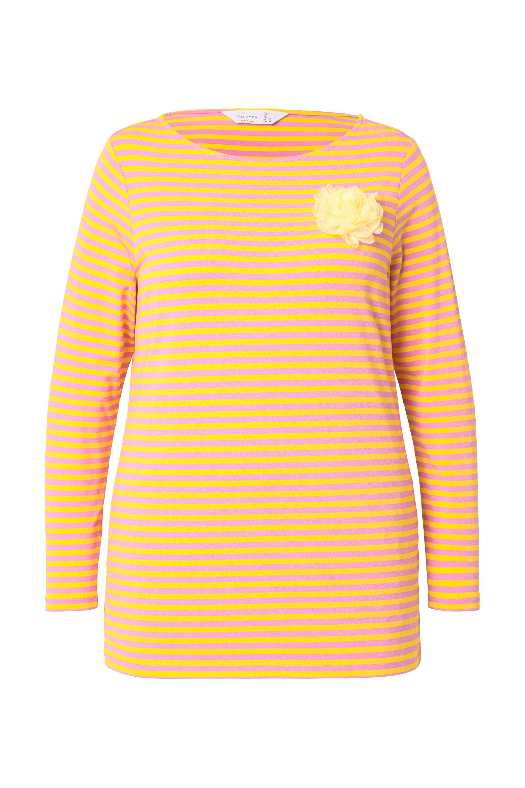 MIAMODA T-Shirt Ringelshirt A-Linie abnehmbare Blüten-Brosche günstig online kaufen