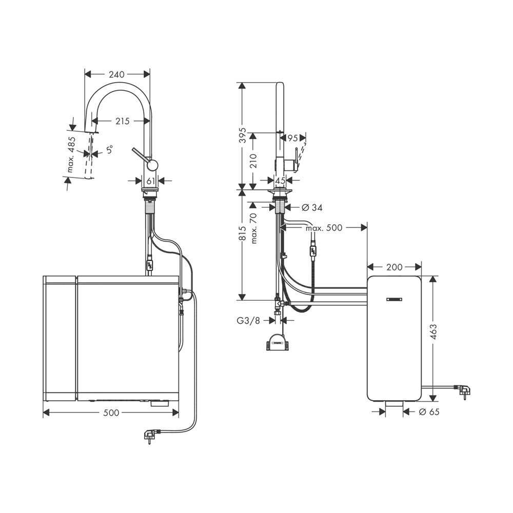 hansgrohe Küchenarmatur hansgrohe SodaSystem 210 Aqittura M91 Starter Set mattschwarz