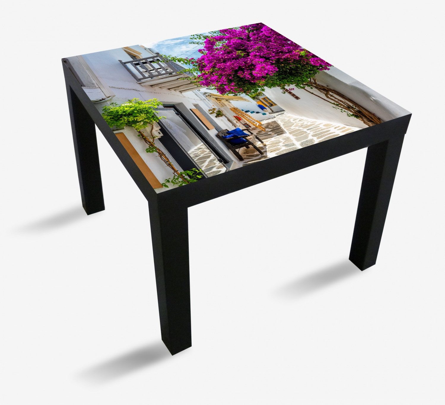 Wallario Tischplatte Griechische Blütengasse (1 St), für Ikea Lack Tisch geeignet