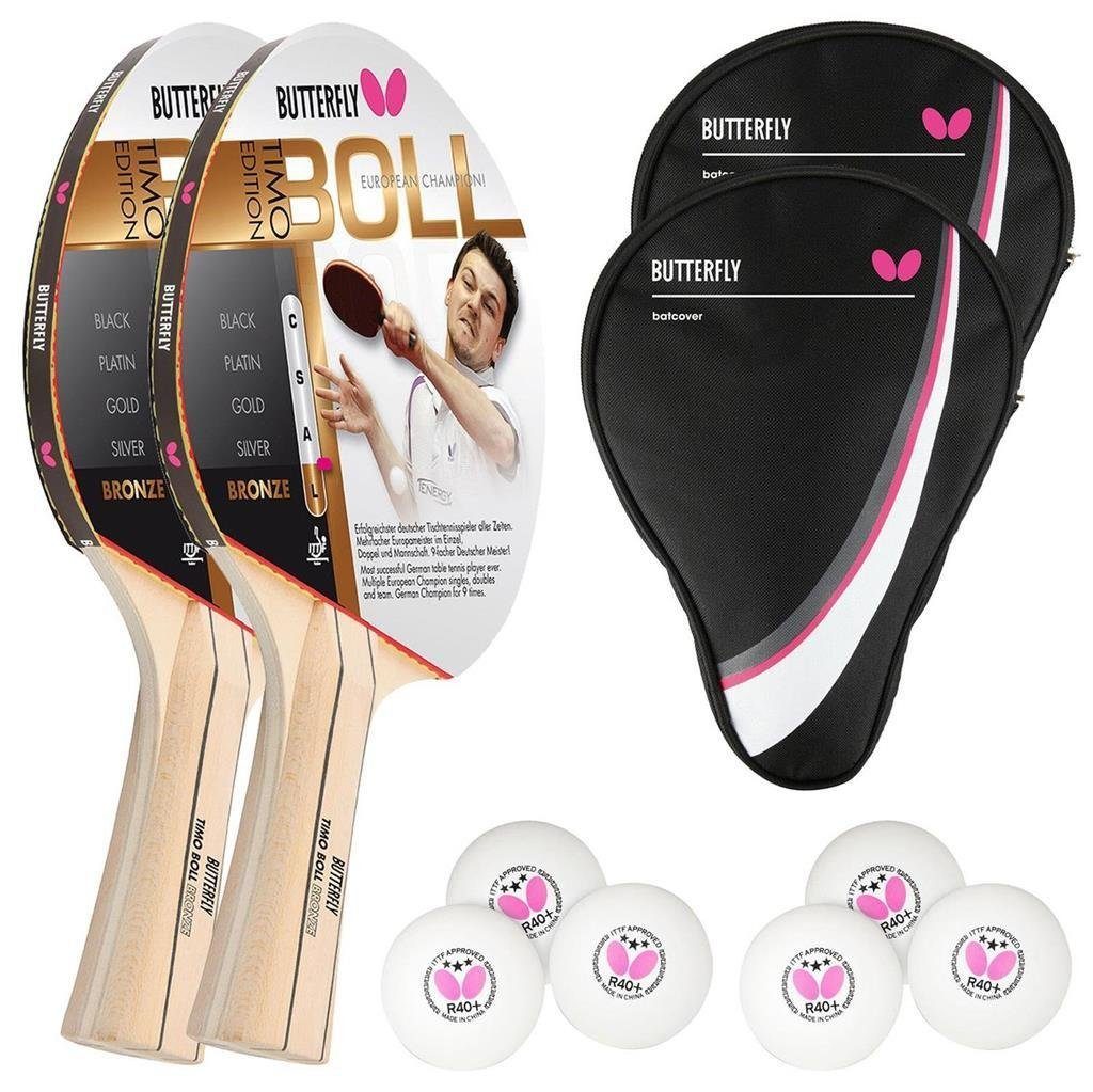 Tischtennisschläger 2x Timo Boll Bronze 85010 + 2x Drive Case 1 + Bälle
