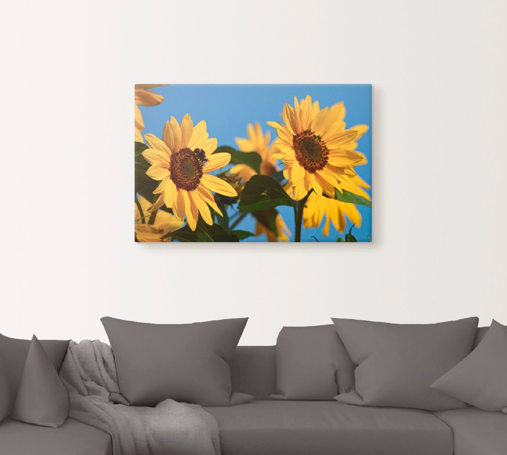 Artland Leinwandbild Sonnenblumen, Blumen (1 St), auf Holzrahmen gespannt