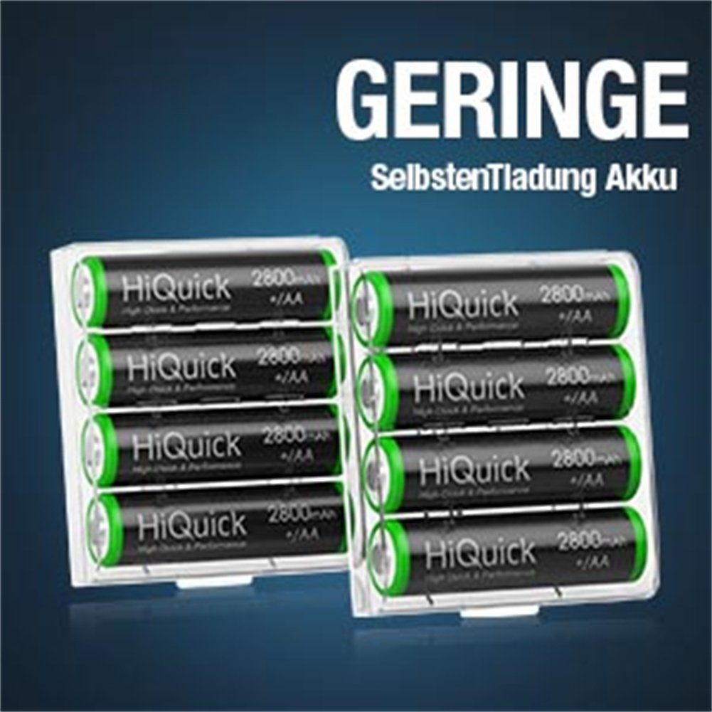 Akku V, Akku,1,2V Akku,NI-MH Batterien Wiederaufladbare 2800mAh HiQuick AA (1,2 St) AA 8 Mignon