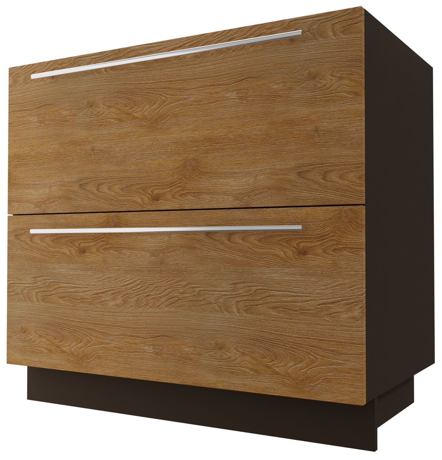 Feldmann-Wohnen Unterschrank Malmo (Malmo) 90cm Front- & Korpusfarbe wählbar 2 Schubladen 1 Innenschublade ares black