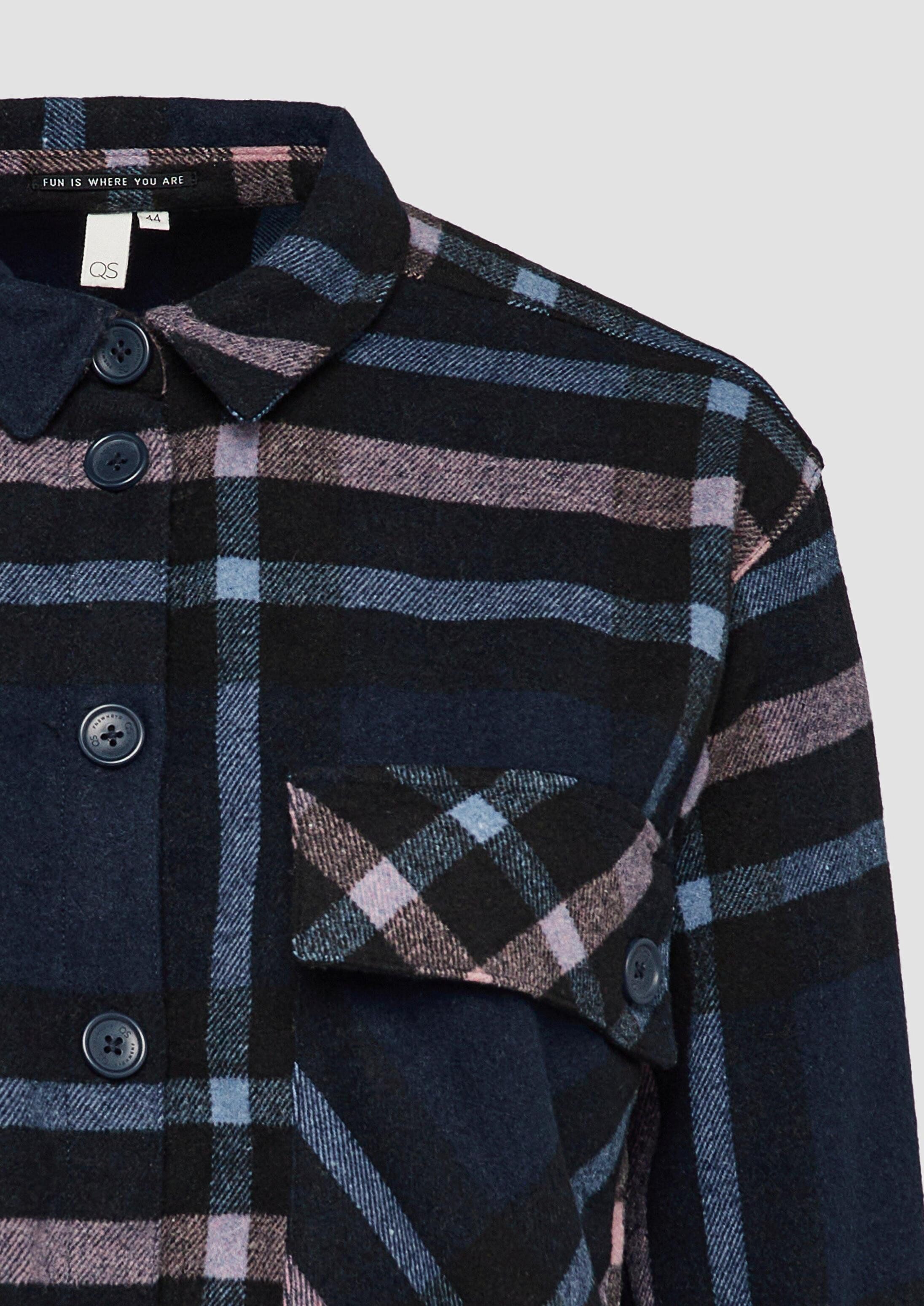 QS Langarmbluse Bluse Leicht verkürztes Overshirt aus Flanell