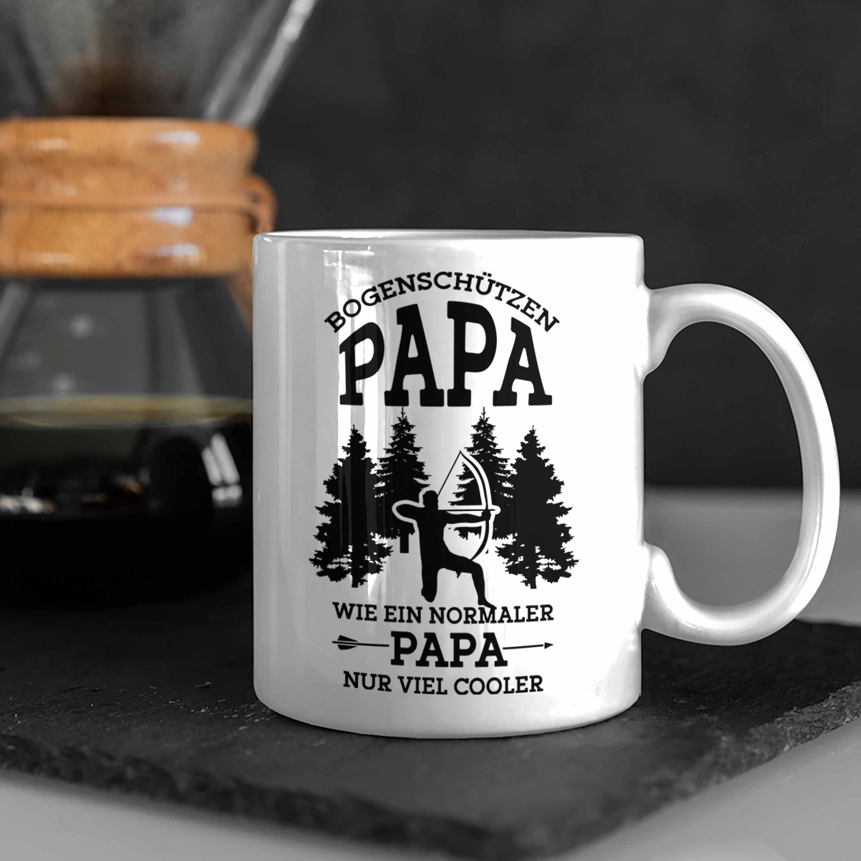Papa Bogenschießen Weiss Bogenschütze Vatert für Trendation Tasse Geschenkidee Lustige Tasse
